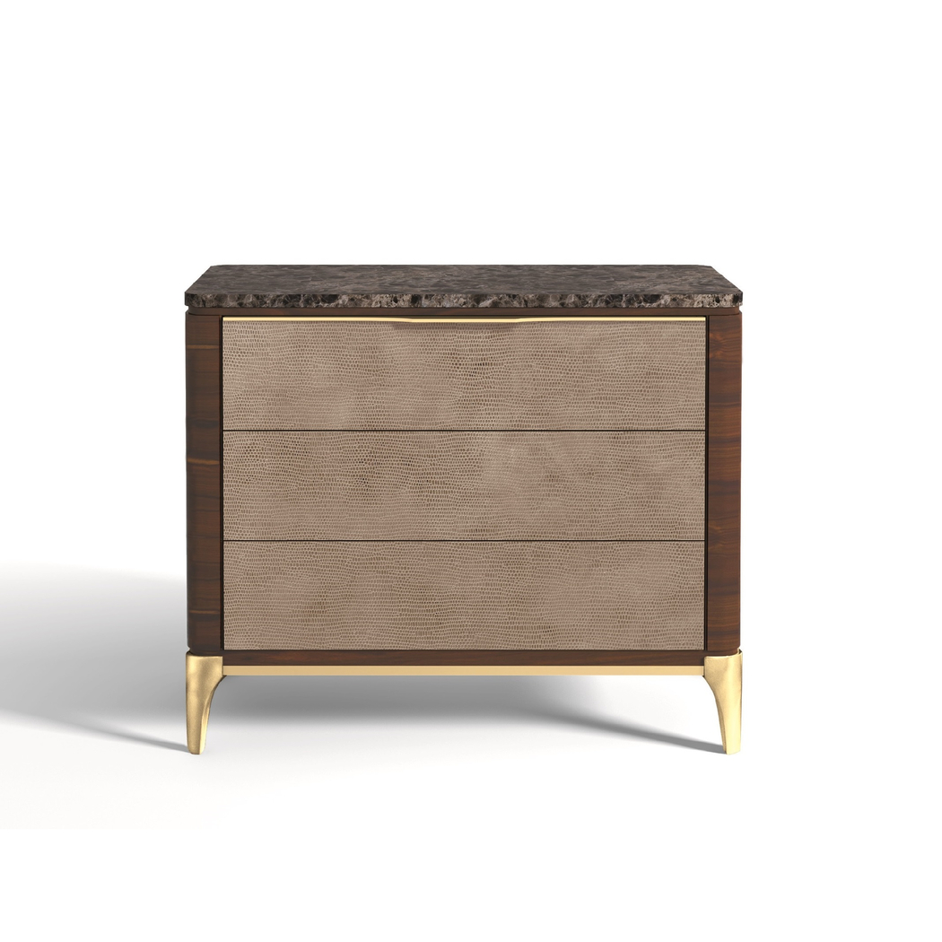 bedside table marble top & leather front
                                    soho evolution Hurtado