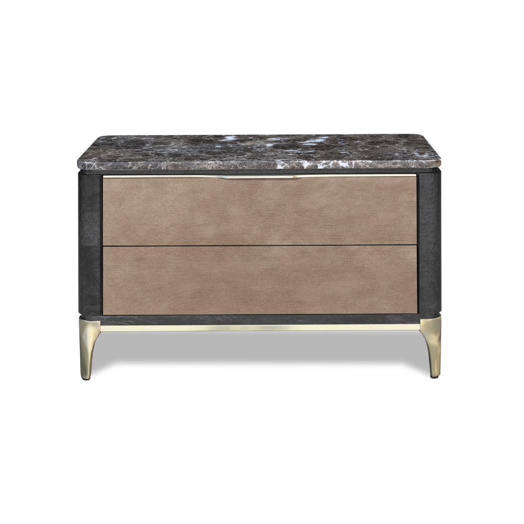bedside table marble top & leather front
                                    soho evolution Hurtado
