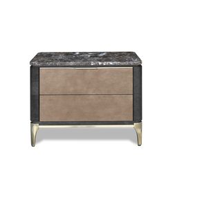 bedside table marble top & leather front soho
                            evolution Hurtado